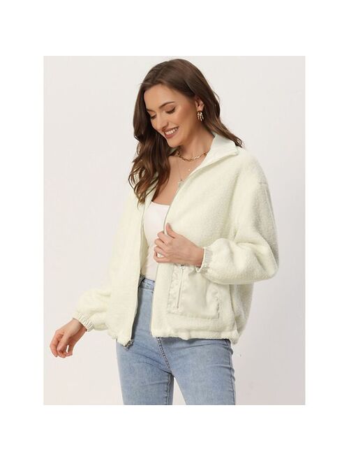 allegra k Women's Long Sleeve Cardigan Coat Lapel Warm Fuzzy Fleece Jacket Oversized Winter Outwear