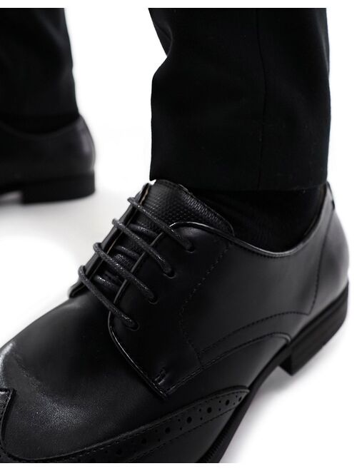 River Island formal brogue derby shoe in black
