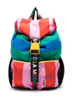 Kids logo-print strap striped backpack