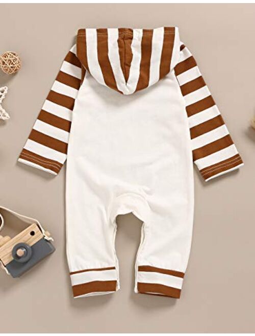 TUEMOS Thanksgiving Baby Boy Outfit Everyone Thankful for Me Romper Stripe Hoodie Jumpsuit Newborn Thanksgiving Outfit Boy