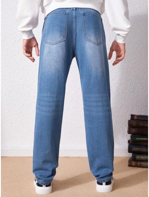 SHEIN Teen Boy Slant Pocket Straight Leg Jeans
