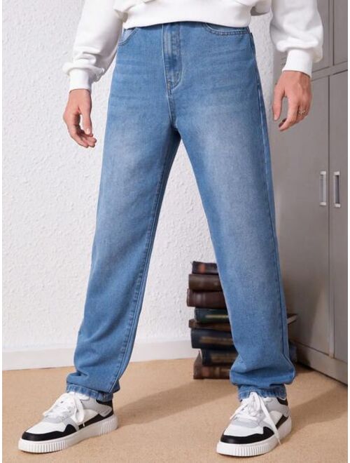 SHEIN Teen Boy Slant Pocket Straight Leg Jeans
