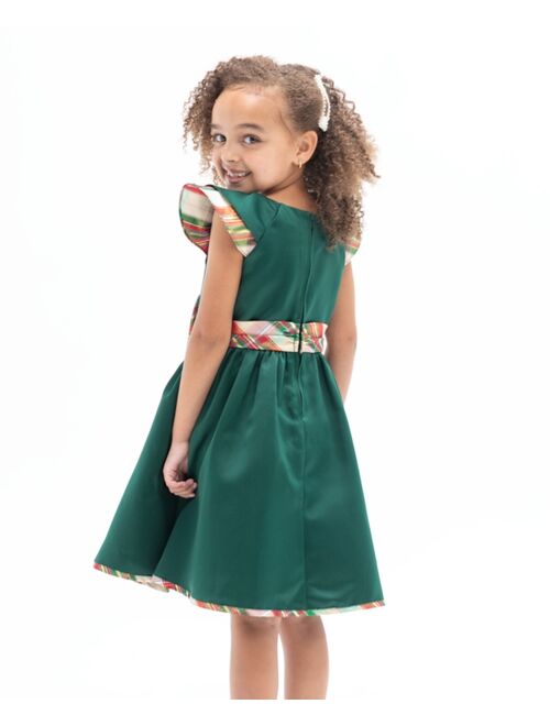 RARE EDITIONS Little Girls Fit and Flare Satin and Plaid Social Dress