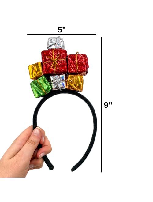 Needzo Colorful Christmas Gifts Headband, Festive Holiday Party Accessory for Women or Girls, One Size Fits Most