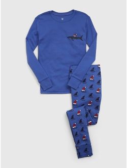 Kids 100% Organic Cotton Holiday Shark PJ Set