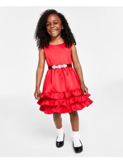 RARE EDITIONS Toddler Girls Sleeveless Ruffle Satin Social Dress
