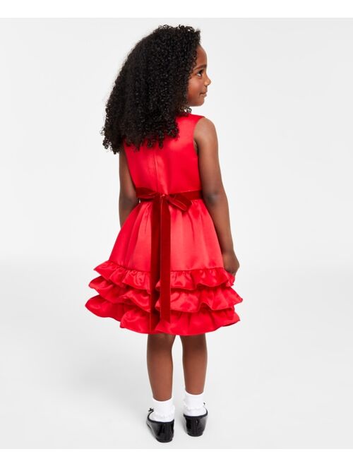 RARE EDITIONS Toddler Girls Sleeveless Ruffle Satin Social Dress