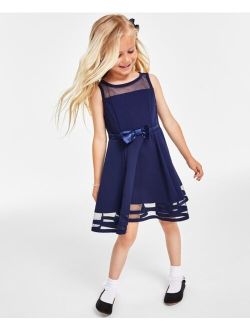 Little Girls Illusion Mesh Bow Front Dress