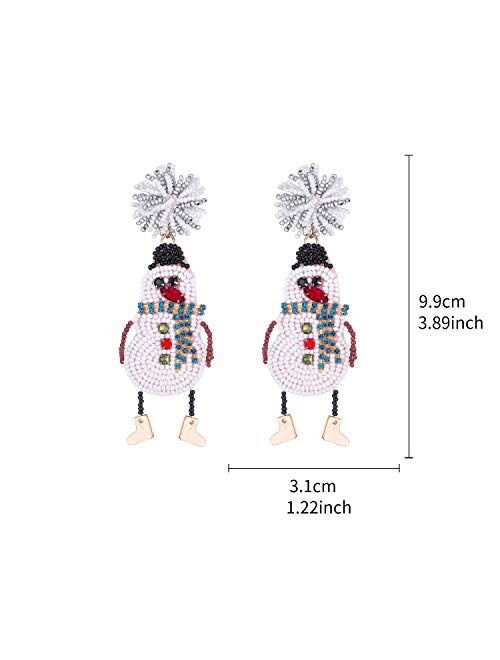 Lux Accessories Christmas White Black Brown Beads Snowman Gold Shoes Danglee Earrings