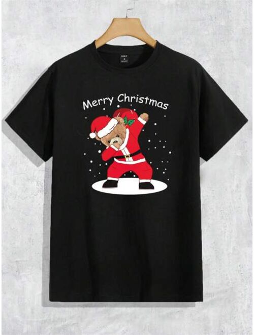 Shein Manfinity Hypemode Men Christmas Santa Claus & Slogan Graphic Tee