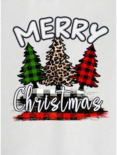 Shein Men Christmas Tree & Slogan Graphic Tee