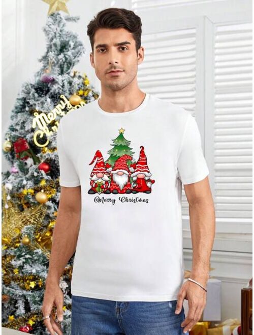 Shein Men Christmas Santa Claus & Slogan Graphic Tee