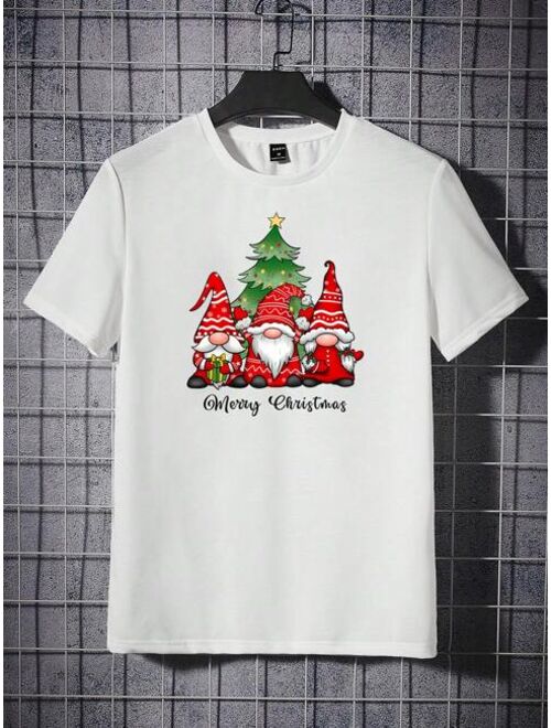 Shein Men Christmas Santa Claus & Slogan Graphic Tee
