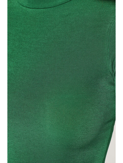 Lulus Statement Status Green Mock Neck Long Sleeve Bodysuit