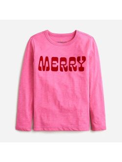 Girls' long-sleeve "merry" graphic T-shirt