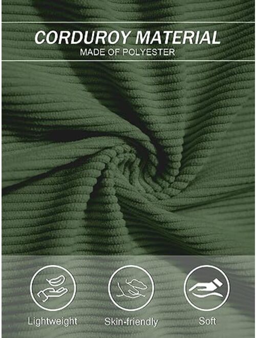 TACVASEN Women's Corduroy Button Down Shacket Long Sleeve Shirt Jacket Casual Jacket Chest Pocket Shirts Loose Fit Coat