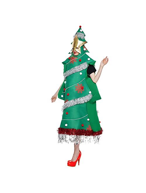 FantastCostumes Adult Christmas Tree Costume Christmas Onesies Funny Party Outfits with Star Mask