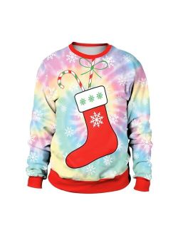 GRAJTCIN Unisex's Funny 3D Graphic Ugly Christmas Sweater Pullover Sweatshirts for Ugly Christmas Sweater Party