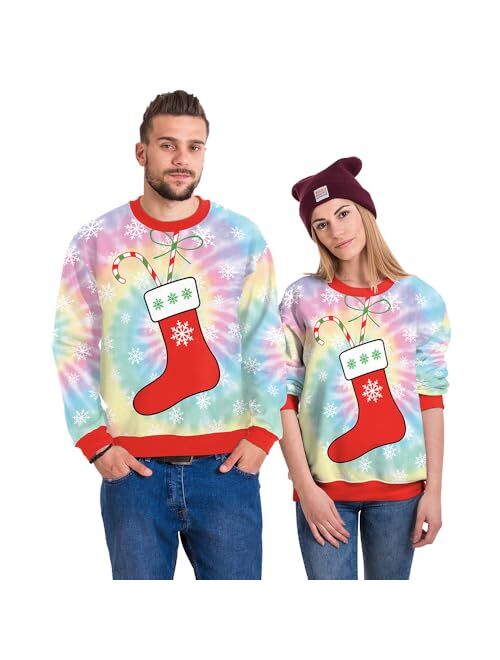 GRAJTCIN Unisex's Funny 3D Graphic Ugly Christmas Sweater Pullover Sweatshirts for Ugly Christmas Sweater Party