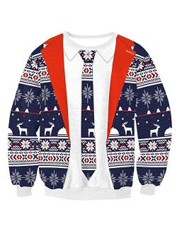 Arvilhill Men's Ugly Christmas 3D Printed Graphic Long Sleeve Sweatshirts