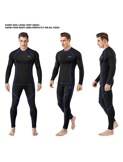 MOBIUSPHY Thermal Underwear for Men Long Johns Set with Fleece Lined Base Layer Top Bottom