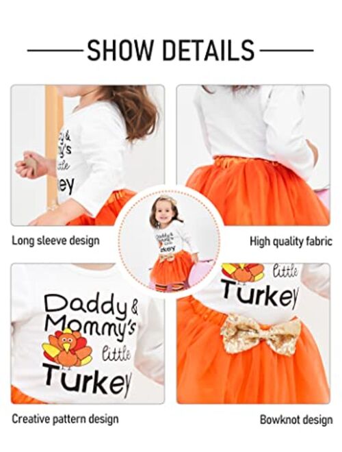 Xuuly My First Thanksgiving Newborn Baby Girls Clothes Romper Top Bow Tutu Short Skirt with Headband Dress Outfit Set