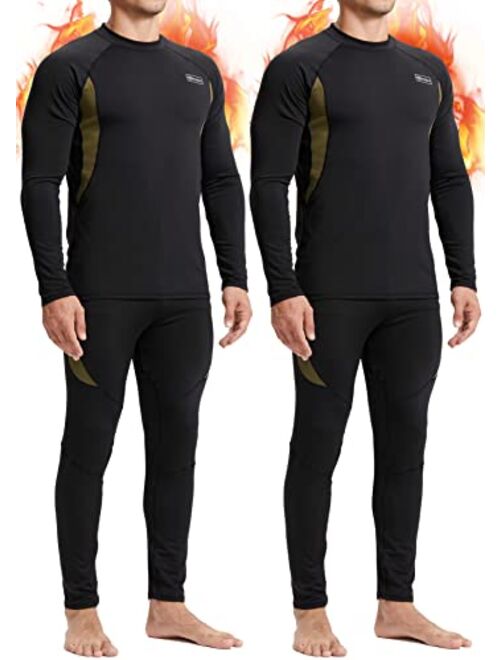 romision Thermal Underwear for Men, Long Johns Set with Fleece Lined, Winter Hunting Gear Warm Base Layer Sport Top & Bottom