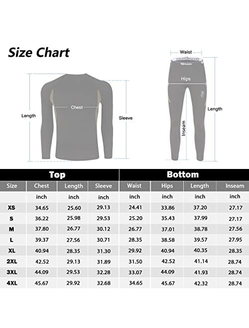 romision Thermal Underwear for Men, Long Johns Set with Fleece Lined, Winter Hunting Gear Warm Base Layer Sport Top & Bottom