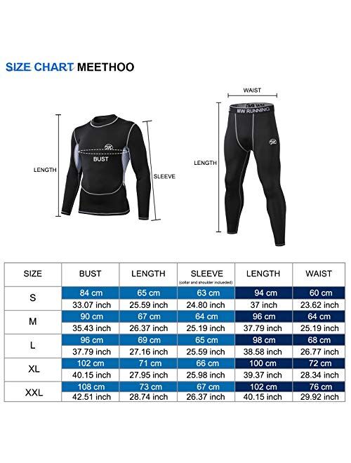 MeetHoo Mens Thermal Underwear Set, Compression Base Layer Sports Long Johns Fleece Lined Winter Gear Running Skiing