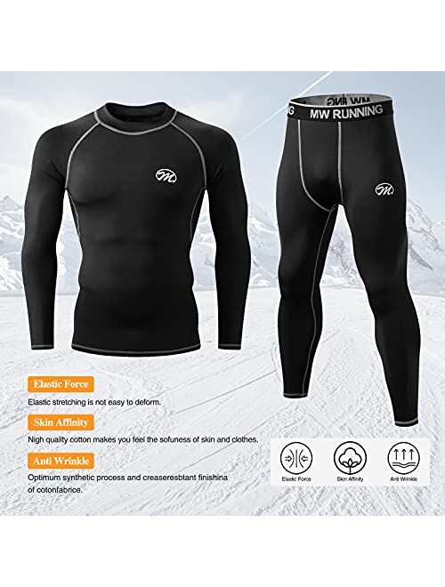 MeetHoo Men's Thermal Underwear Set, Base Layers Winter Gear Compression Long Johns with Fleece Lined for Skiing