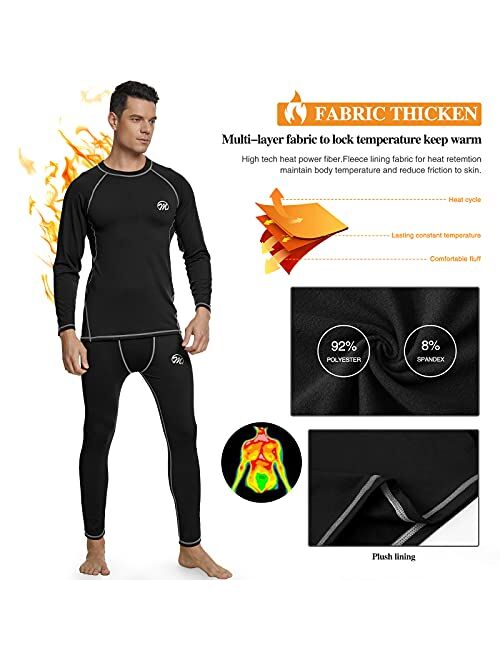 MeetHoo Men's Thermal Underwear Set, Base Layers Winter Gear Compression Long Johns with Fleece Lined for Skiing
