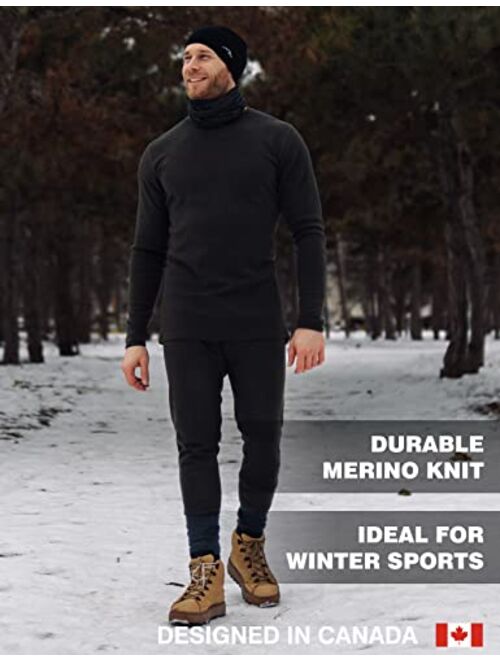 Merino.tech Merino Wool Base Layer Mens Set - Midweight, Heavyweight, Lite Merino Wool Thermal Underwear For Men Top, Bottom