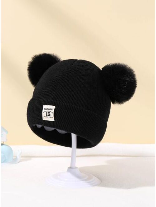 Shein 3pcs Baby Plush Ball Decor Hat