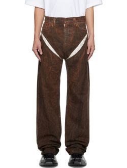 Y/PROJECT SSENSE XX Brown Cut-Out Jeans
