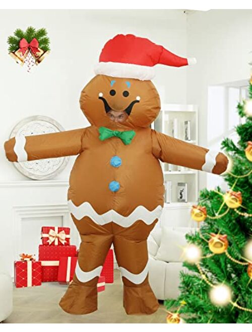 Ovifm Christmas Inflatable Costume Adult,Gingerbread Man Costume,Blow Up Xmas Character Costumes for Women/Men,Holiday Vacation Inflatables Costumes for Thanksgiving Hall
