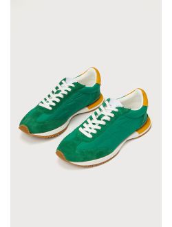 Giaa Green Suede Leather Lace-Up Sneakers