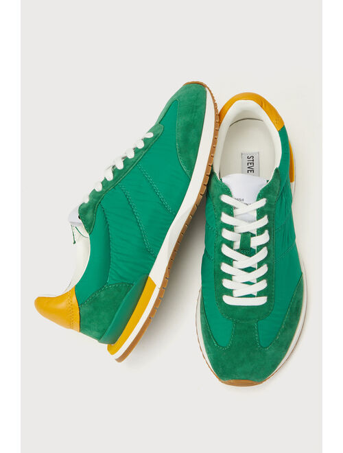 Steve Madden Giaa Green Suede Leather Lace-Up Sneakers