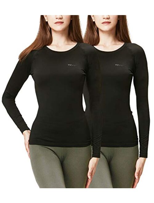 DEVOPS Women's 2 Pack Thermal Long Sleeve Shirts Compression Baselayer Tops