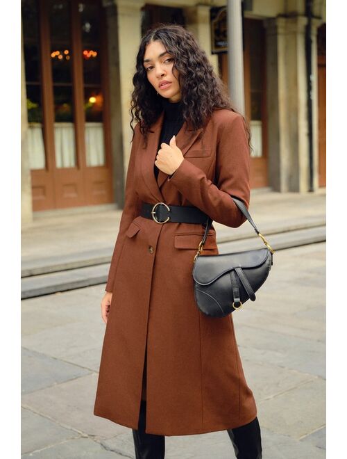 Lulus Elevated Confidence Twill Rust Brown Coat
