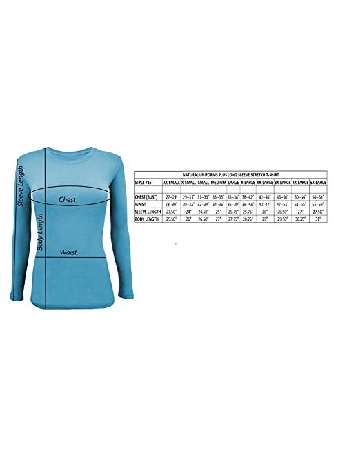 Natural Uniforms Women's Under Scrub Tee Crew Neck Long Sleeve T-Shirt Pack of 3 - Multi Pack of 3