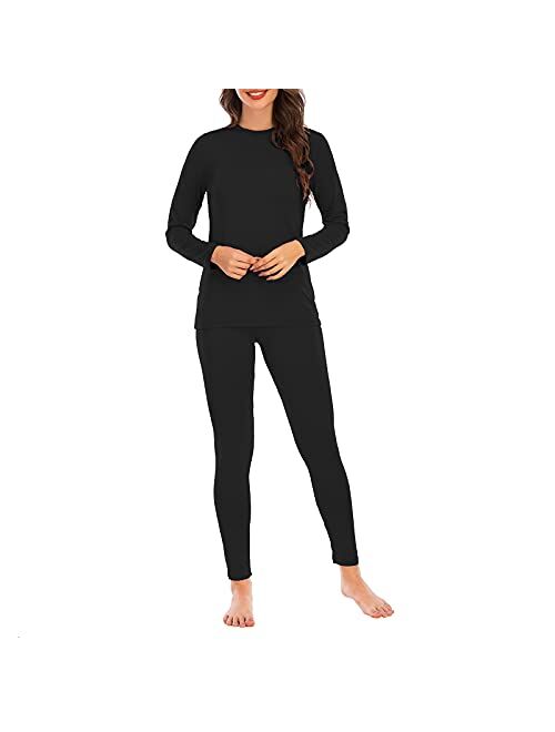 American Trends Womens Thermal Underwear Set Long Johns Base Layer Fleece Lined Top and Bottom Thermals Sets Loungewear