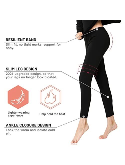 MRIGNT Thermal Underwear for Women Thermal Underwear Set, Ultra Soft Long Johns for Women with Fleece Lined Top Bottom