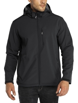 Outdoor Ventures Men's Lightweight Softshell Jacket Fleece Lined Hooded Water Resistant Winter Hiking Windbreaker Jackets