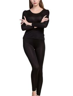 Grenasasilk Womens Silk Long Underwear Mulberry Silk Long Johns Silk Thermal Underwear Sets Cold Weather Base Layer