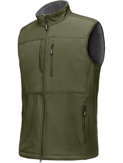 Outdoor Ventures Men's Running Vest Outerwear, Lightweight Windproof Fleece-Lined Softshell Sleeveless Jacket for Golf
