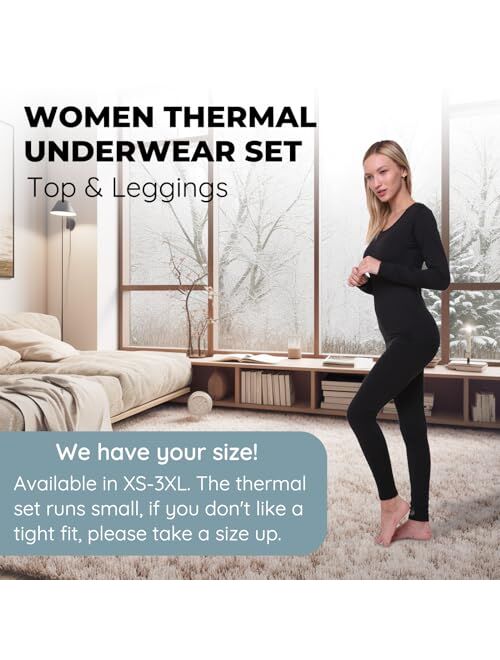 Outland Women's Thermal Set, Lightweight Ultra Soft Fleece Shirt and Tights