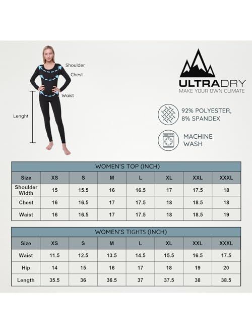 Outland Women's Thermal Set, Lightweight Ultra Soft Fleece Shirt and Tights