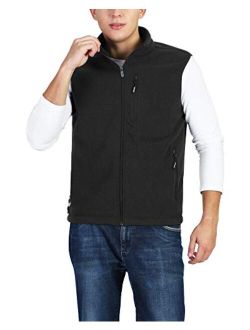 Outdoor Ventures Men's Full-Zip Lightweight Polar Fleece Vest Outerwear with 5 Pockets Warm Winter Sleeveless Jacket Casual