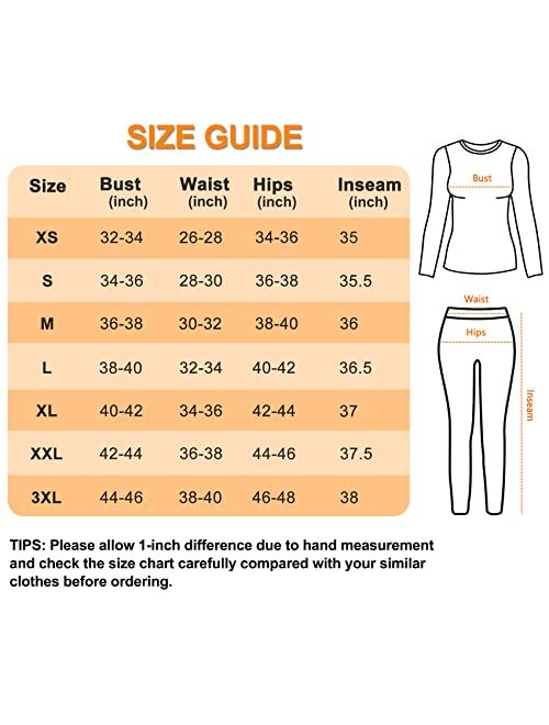 SIMIYA Thermal Underwear Set for Women Long Johns with Fleece Lined Long Sleeves Base Layer Set Top Bottom