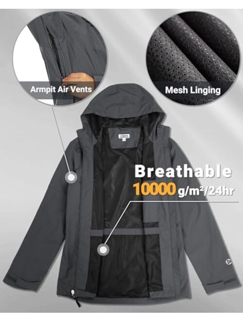 Outdoor Ventures Men's Packable Rain Jacket Waterproof Windbreaker Lightweight Raincoat with Hood